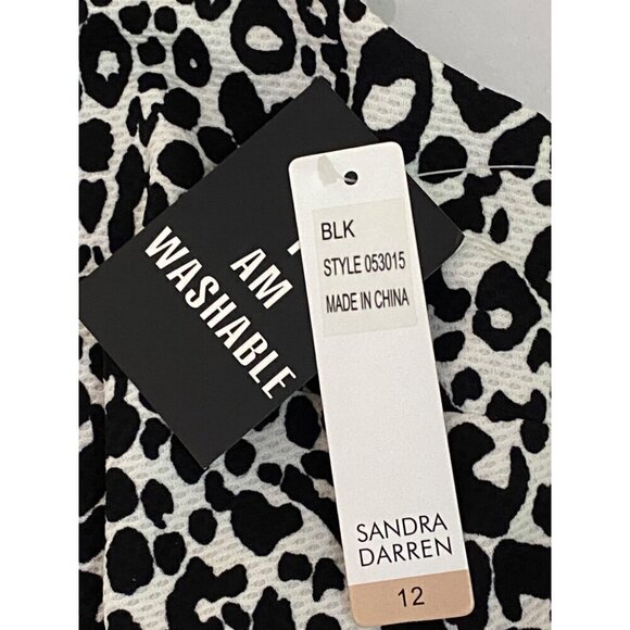 Sandra Darren Fit & Flare Dress Women's Size 12 Black & White Animal Print NWT - Picture 5 of 11